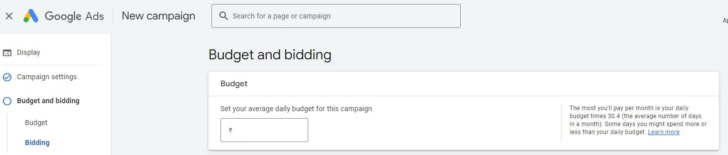 Daily budget of google ads