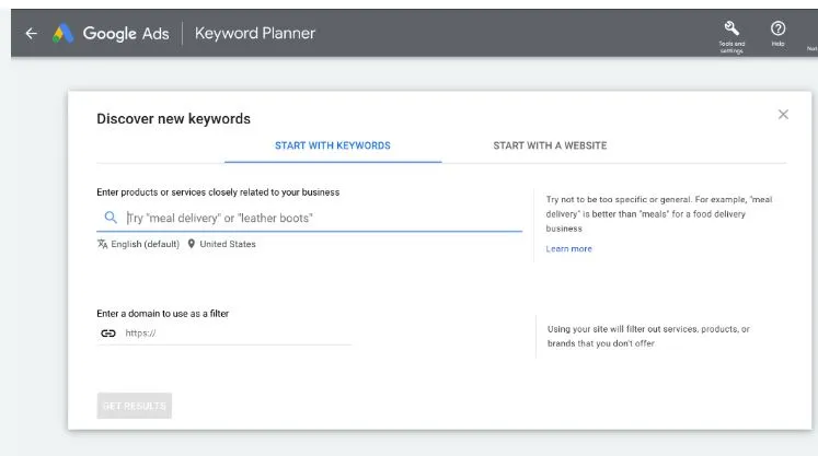 Keywords of google ads